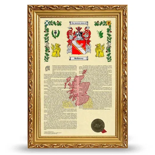 McKervey Armorial History Framed - Gold