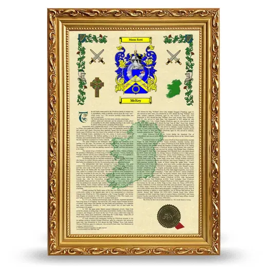 McKey Armorial History Framed - Gold