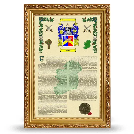 McKil Armorial History Framed - Gold