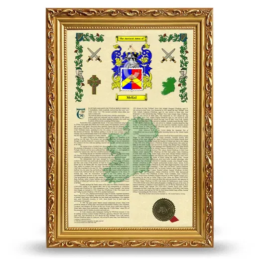 McKul Armorial History Framed - Gold