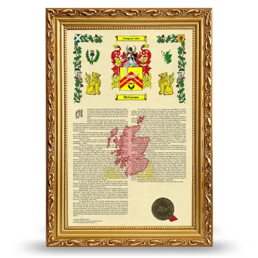 McLarran Armorial History Framed - Gold