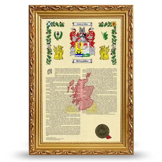 McLaughlan Armorial History Framed - Gold