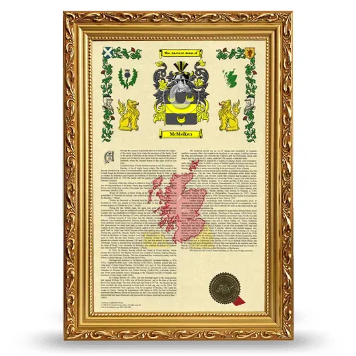 McMeiken Armorial History Framed - Gold