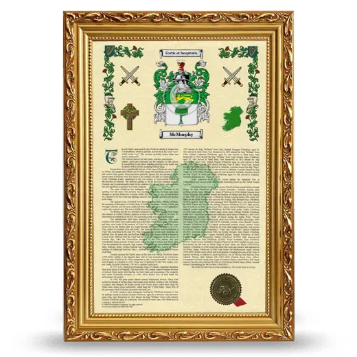 McMurphy Armorial History Framed - Gold