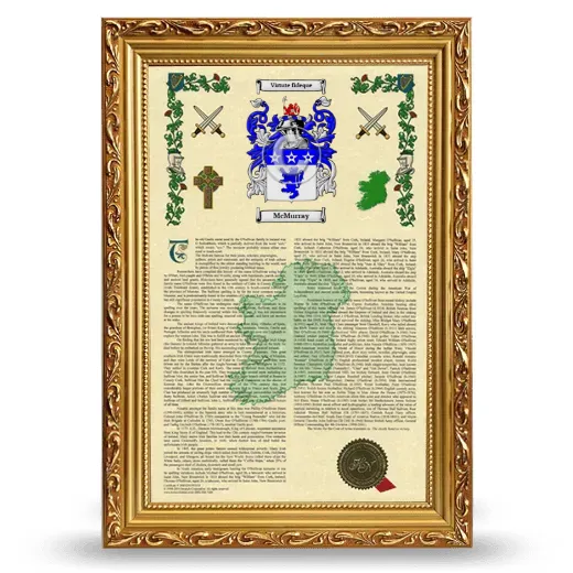 McMurray Armorial History Framed - Gold