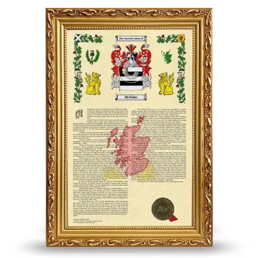 McNider Armorial History Framed - Gold