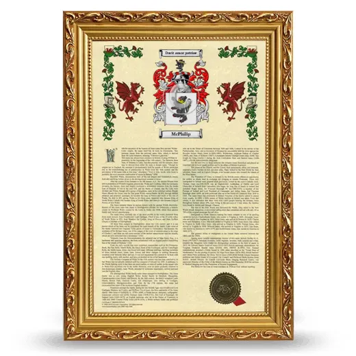 McPhilip Armorial History Framed - Gold