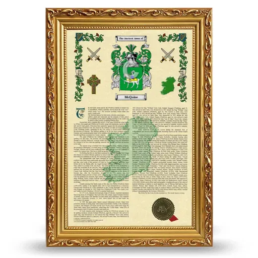 McQuire Armorial History Framed - Gold