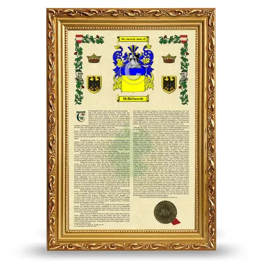 McRichearde Armorial History Framed - Gold