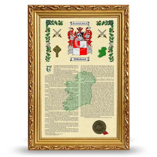McRisdeeard Armorial History Framed - Gold