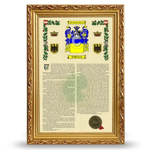 McRitcherd Armorial History Framed - Gold