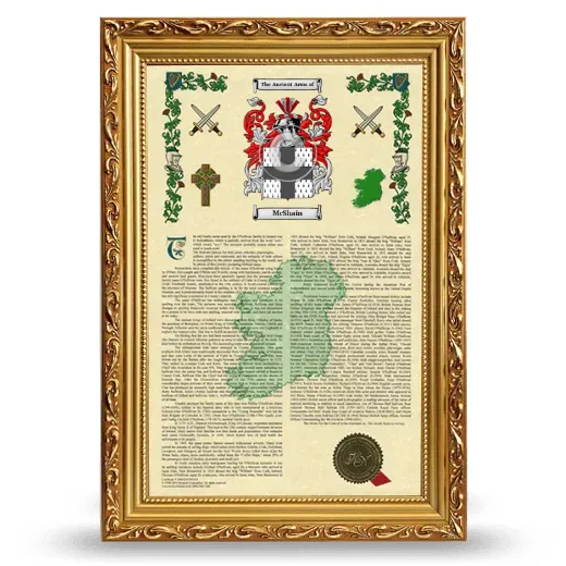 McShain Armorial History Framed - Gold