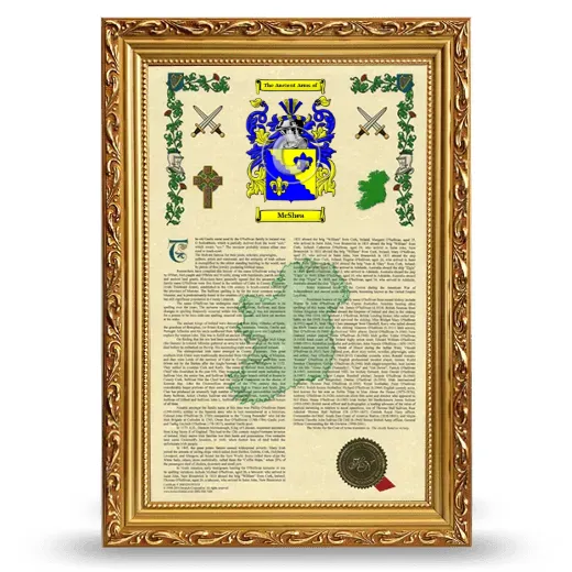 McShea Armorial History Framed - Gold