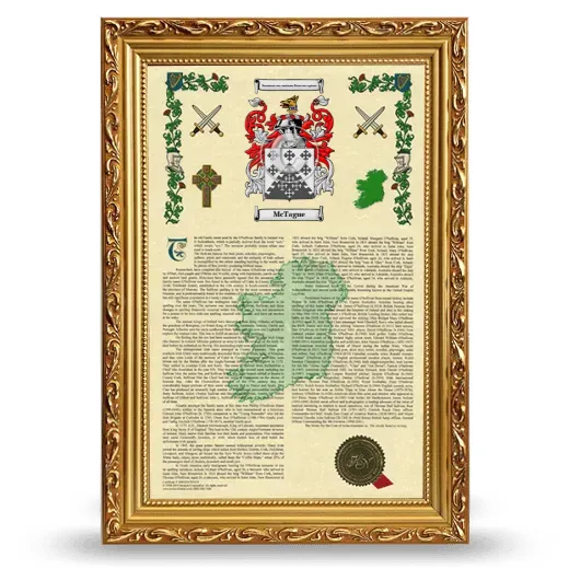 McTague Armorial History Framed - Gold