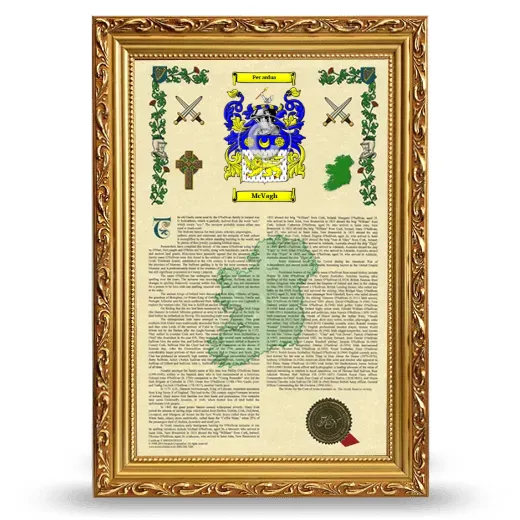 McVagh Armorial History Framed - Gold