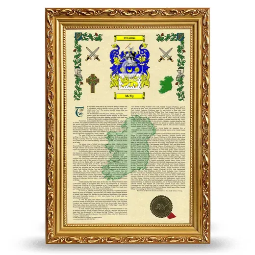 McVy Armorial History Framed - Gold