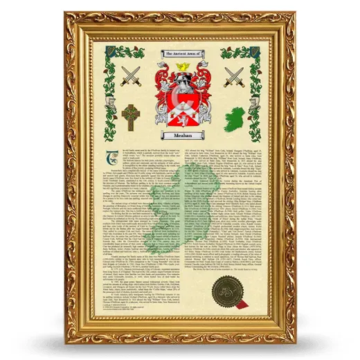 Meahan Armorial History Framed - Gold