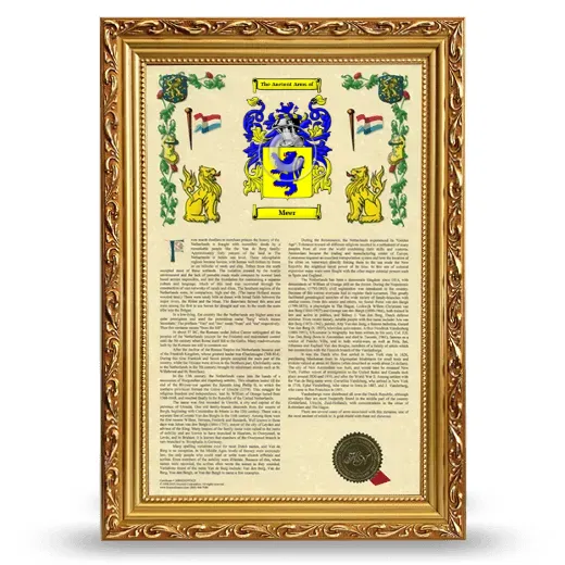 Meer Armorial History Framed - Gold