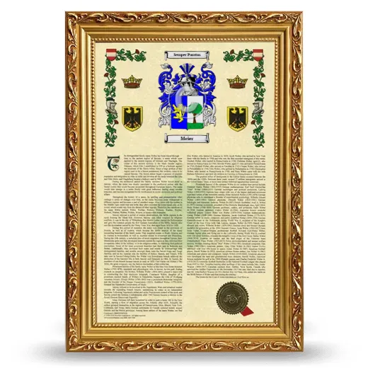 Meier Armorial History Framed - Gold