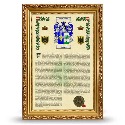 Meieres Armorial History Framed - Gold