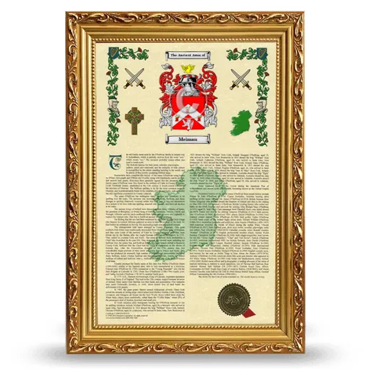 Meiman Armorial History Framed - Gold