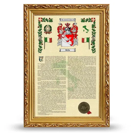 Melia Armorial History Framed - Gold