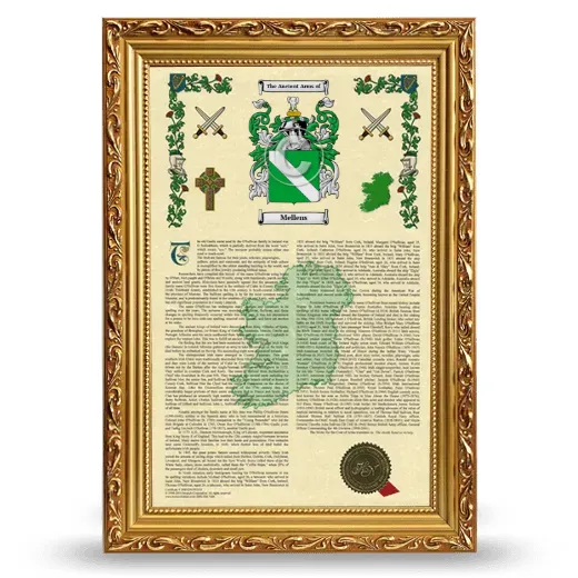 Mellens Armorial History Framed - Gold