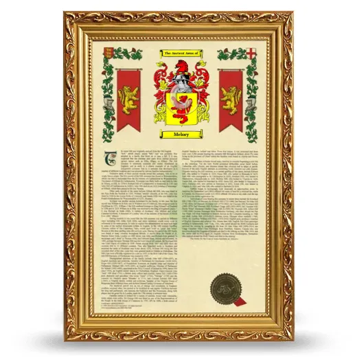 Melory Armorial History Framed - Gold