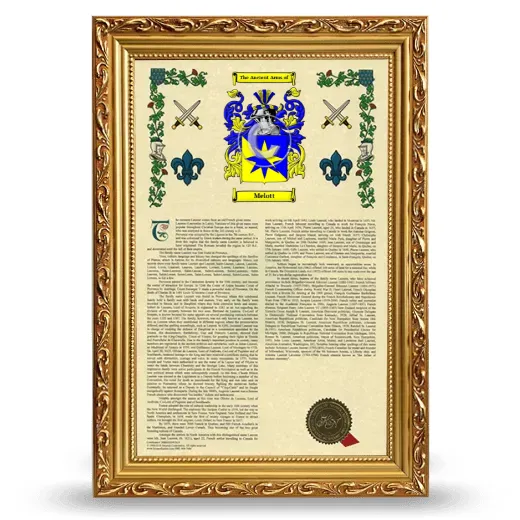 Melott Armorial History Framed - Gold