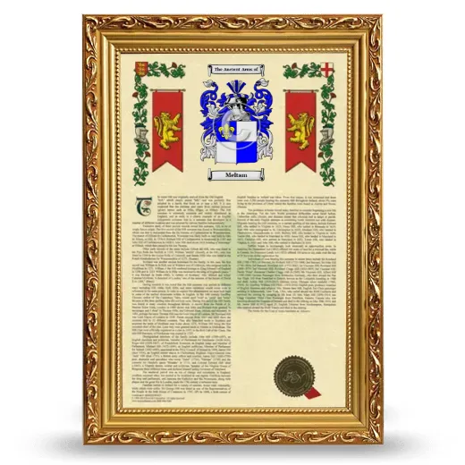 Meltam Armorial History Framed - Gold