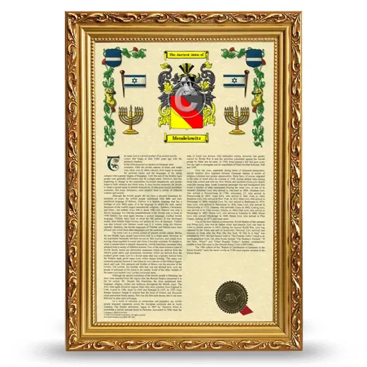 Mendelowitz Armorial History Framed - Gold