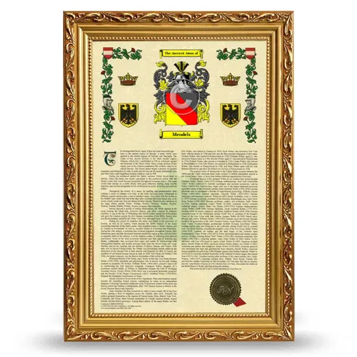 Mendels Armorial History Framed - Gold