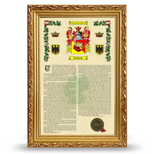 Menhardt Armorial History Framed - Gold