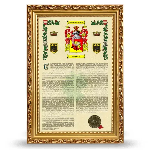 Menhart Armorial History Framed - Gold