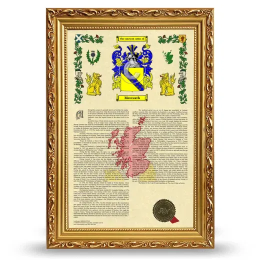 Menteath Armorial History Framed - Gold