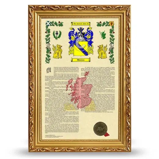 Menton Armorial History Framed - Gold