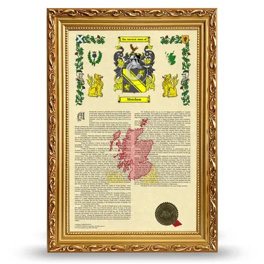 Merchen Armorial History Framed - Gold