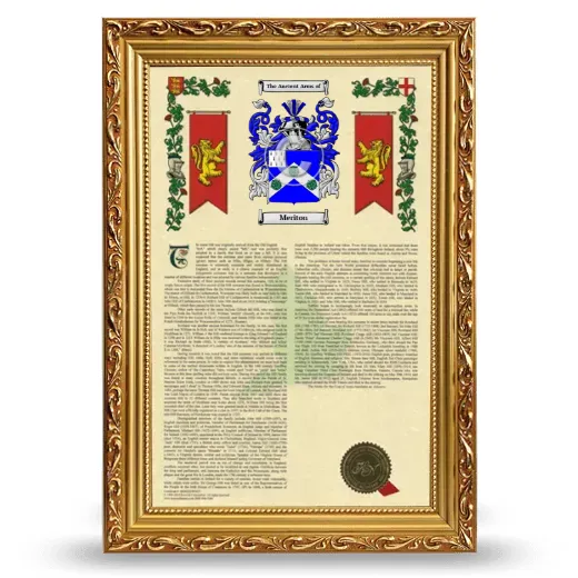 Meriton Armorial History Framed - Gold