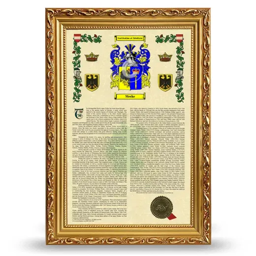 Merke Armorial History Framed - Gold