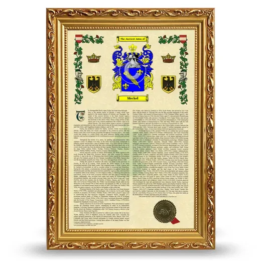 Merkel Armorial History Framed - Gold