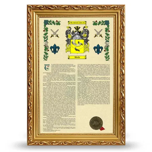 Merle Armorial History Framed - Gold