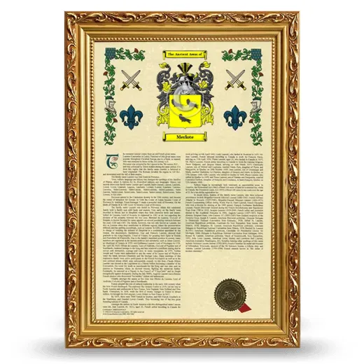 Merlote Armorial History Framed - Gold
