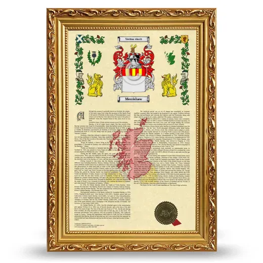 Merrishaw Armorial History Framed - Gold