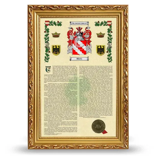 Merts Armorial History Framed - Gold