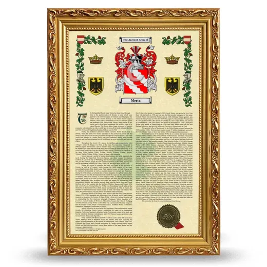 Mertz Armorial History Framed - Gold
