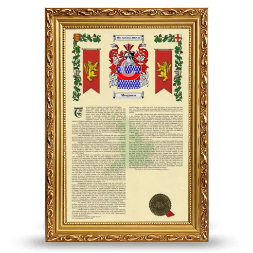 Meryman Armorial History Framed - Gold