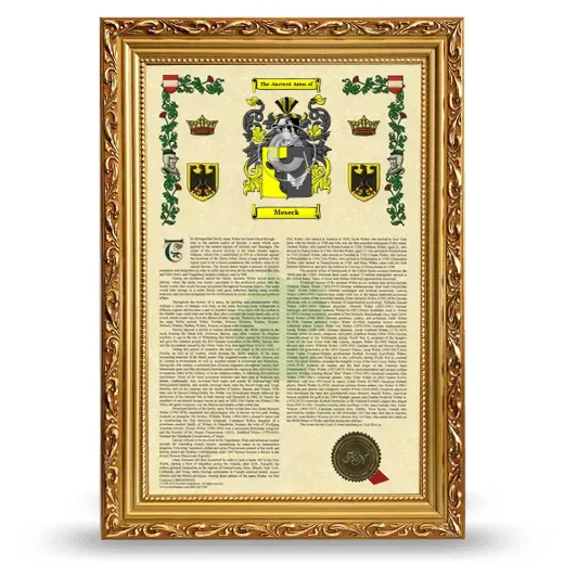 Meseck Armorial History Framed - Gold