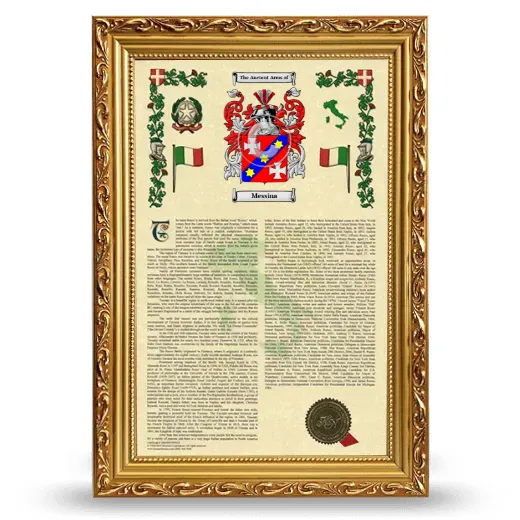 Messina Armorial History Framed - Gold