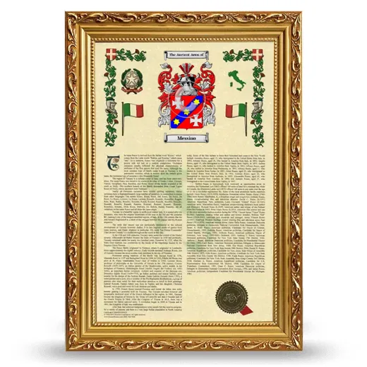Messino Armorial History Framed - Gold