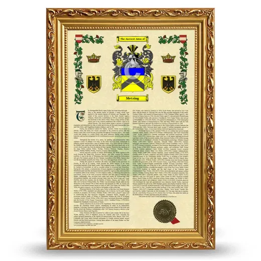Metzing Armorial History Framed - Gold